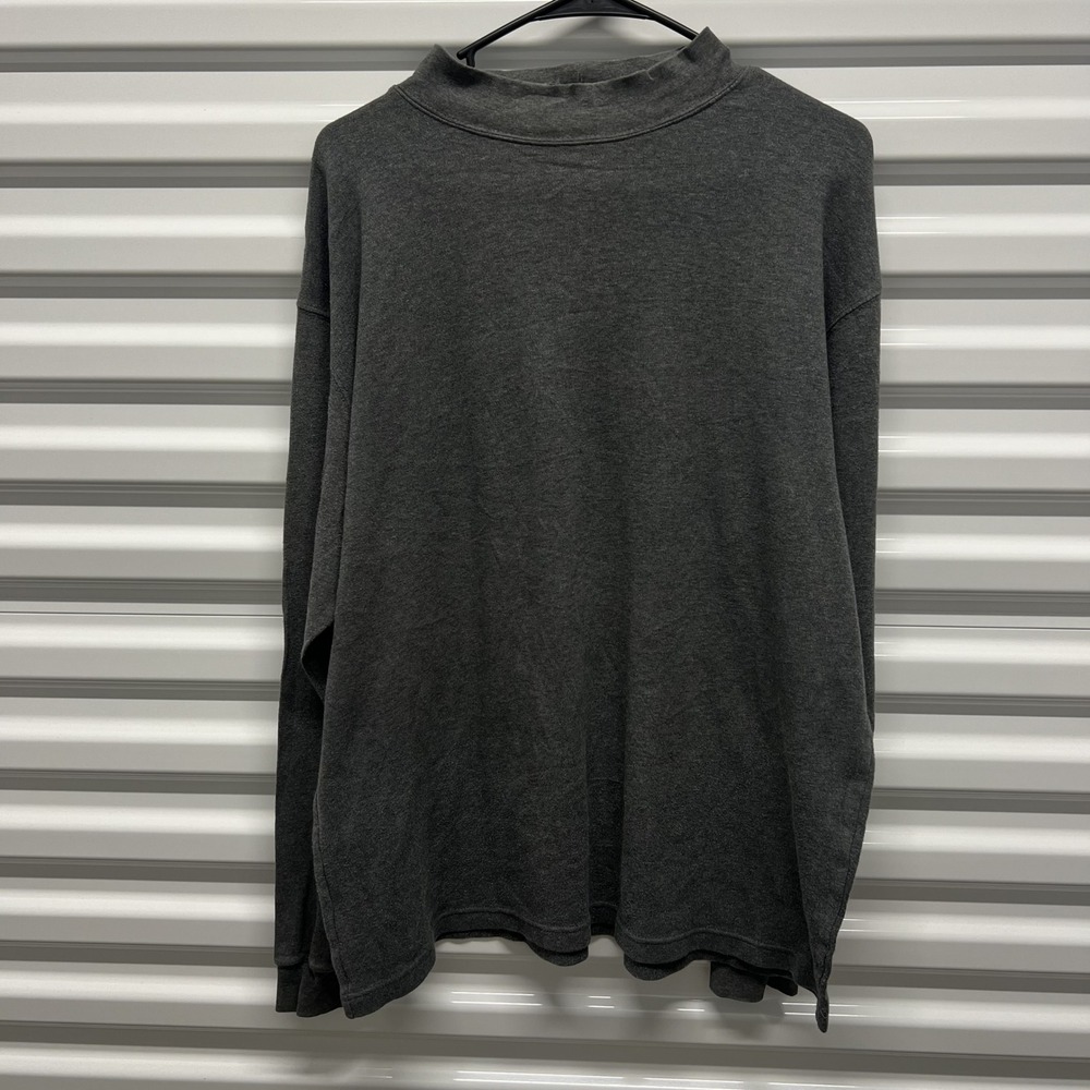 Croft & Barrow Mens Mock Neck Shirt Large Cotton Gray Long Sleeve 90s Minimalist